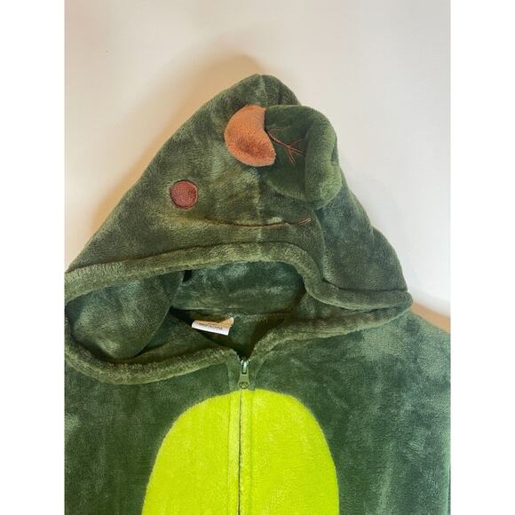 Mens One Piece Costume Loungewear Green Size Small Fleece Plush Avocado W/ Hood - Picture 3 of 5
